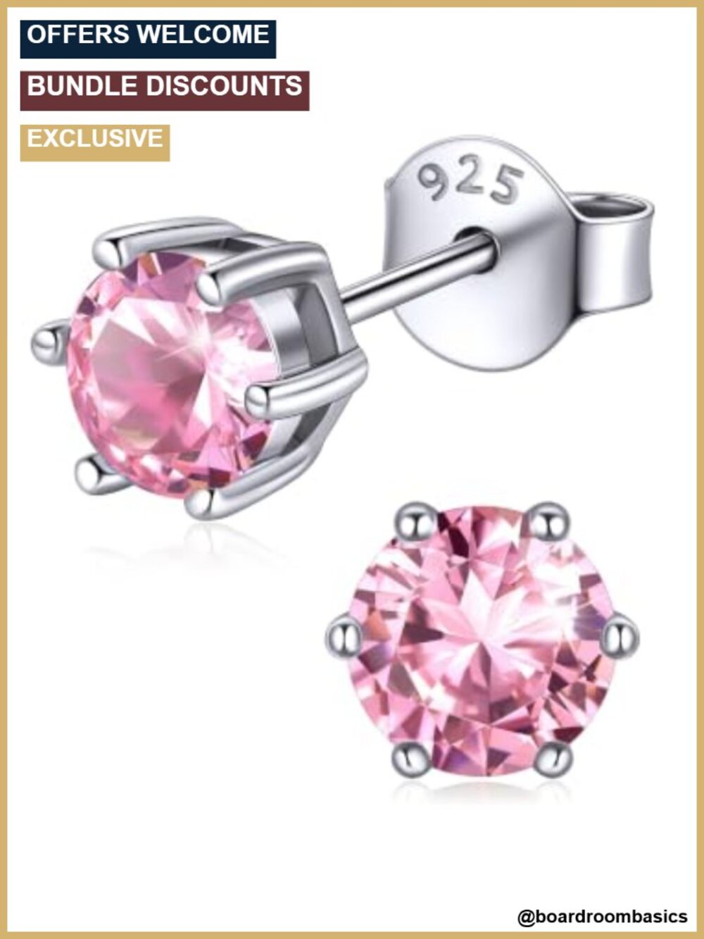 925 Sterling Silver Birthstone Stud Earrings Heart Round Princess Cut Gift Box
